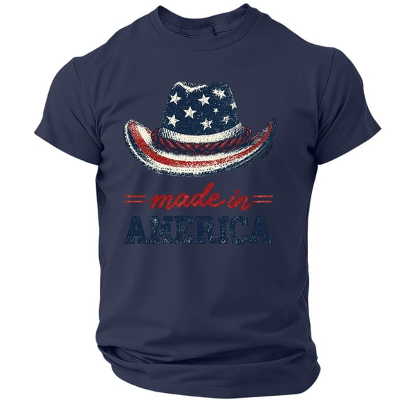LWavelet USA T-Shirt for Men Vintage American Flag Graphic Tee Patriotic Short Sleeve Crew Neck Top