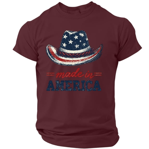 LWavelet USA T-Shirt for Men Vintage American Flag Graphic Tee Patriotic Short Sleeve Crew Neck Top