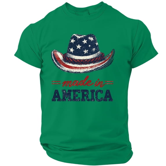 LWavelet USA T-Shirt for Men Vintage American Flag Graphic Tee Patriotic Short Sleeve Crew Neck Top