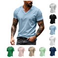 thumbnail image 1 of LWavelet V Neck Mens T-Shirts Short Sleeve Summer Comfort Shirts for Men Classic Casual Summer Basic Tee Shirt, 1 of 7