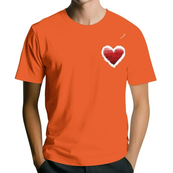 LWavelet Watercolor Stroke Heart Men's T-Shirt Ideal for Casual Outings and Everyday Style Saffron S