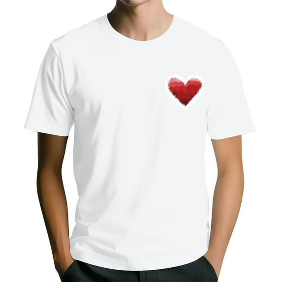 LWavelet Watercolor Stroke Heart Men's T-Shirt Ideal for Casual Outings and Everyday Style White L