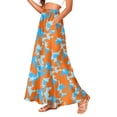 thumbnail image 1 of LWavelet Women Abstract Camo Print Maxi Skirt Elastic Waist With Pockets Casual Long Skirt Orange M, 1 of 5