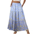 thumbnail image 1 of LWavelet Women Ditsy Floral Print Tiered Maxi Skirt Elastic Waist With Pockets Casual Spring Long Skirt Light Blue L, 1 of 6