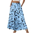 thumbnail image 1 of LWavelet Women Ditsy Floral Print Tiered Maxi Skirt Elastic Waist With Pockets Casual Spring Long Skirt Sky Blue M, 1 of 6