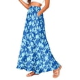 thumbnail image 1 of LWavelet Women Floral Print Maxi Skirt Elastic Waist With Pockets Boho Summer Long Skirt Royal Blue L, 1 of 5