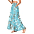 thumbnail image 1 of LWavelet Women Floral Print Maxi Skirt Elastic Waist With Pockets Boho Summer Long Skirt Sky Blue XL, 1 of 5