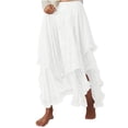 thumbnail image 1 of LWavelet Women Lace Tiered Maxi Skirt High Waist Ruffled Hem Boho Long Skirt White M, 1 of 7