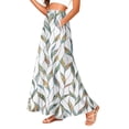 thumbnail image 1 of LWavelet Women Leaf Print Maxi Skirt Elastic Waist With Pockets Boho Long Skirt Mint Green S, 1 of 5