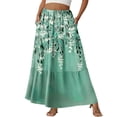 thumbnail image 1 of LWavelet Women Patchwork Floral Print Tiered Maxi Skirt Elastic Waist With Pockets Casual Long Skirt Green M, 1 of 6