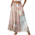 thumbnail image 1 of LWavelet Women Patchwork Floral Print Tiered Maxi Skirt Elastic Waist With Pockets Casual Long Skirt Light pink XL, 1 of 6