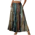 thumbnail image 1 of LWavelet Women Tribal Print Tiered Maxi Skirt Elastic Waist With Pockets Boho Long Skirt Black M, 1 of 6