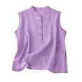 thumbnail image 1 of LWavelet Women's Asymmetrical Button Detail Sleeveless Blouse – Linen Blend Casual Work Top Purple M, 1 of 4
