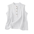 thumbnail image 1 of LWavelet Women's Asymmetrical Button Detail Sleeveless Blouse – Linen Blend Casual Work Top White XL, 1 of 4