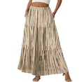 thumbnail image 1 of LWavelet Women's Daisy Floral Print Tiered Maxi Skirt, Elastic Waist with Pockets, Cute Spring & Mother's Day Long Skirt Khaki 2XL, 1 of 6