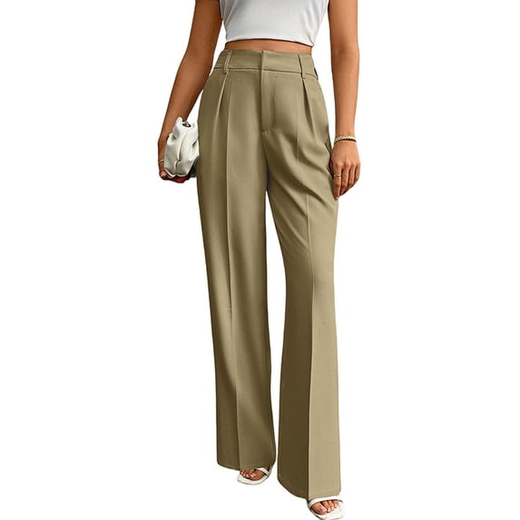LWavelet Women's Drawstring Waist Linen Blend Wide Leg Pants with Ankle Ties for Casual & Summer Outfits Light Brown M