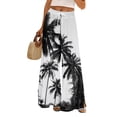 thumbnail image 1 of LWavelet Women's Drawstring Waist Palm Tree Print Wide Leg Pants with Split Detail for Beach & Vacation Wear Black M, 1 of 8