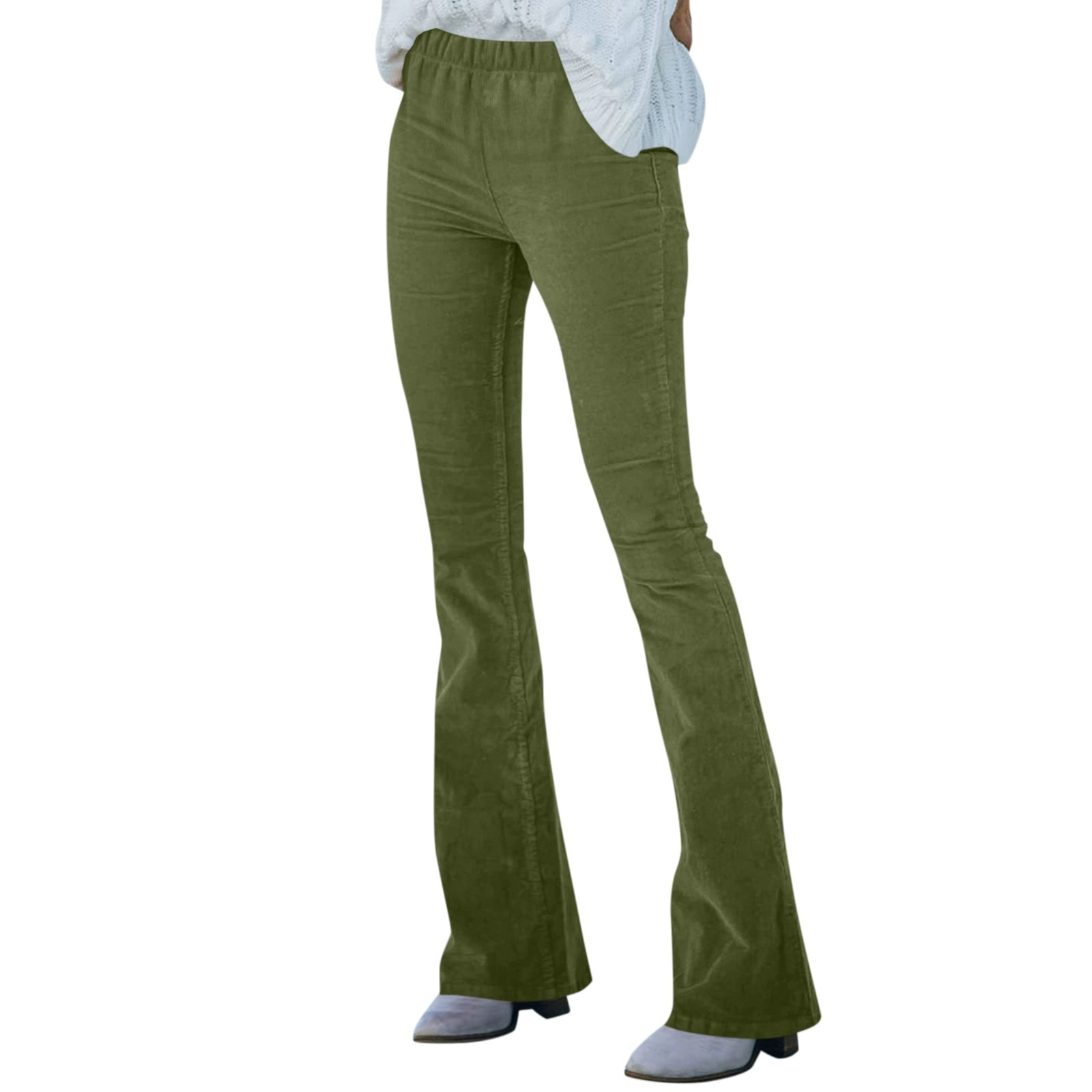 LWavelet Women's Elastic Waist Corduroy Flare Pants for Casual & Retro ...