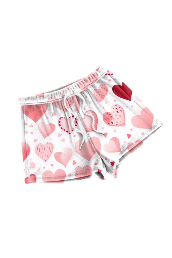 Women's Gradient Heart Shorts Drawstring Waist Casual Summer Shorts Pink S