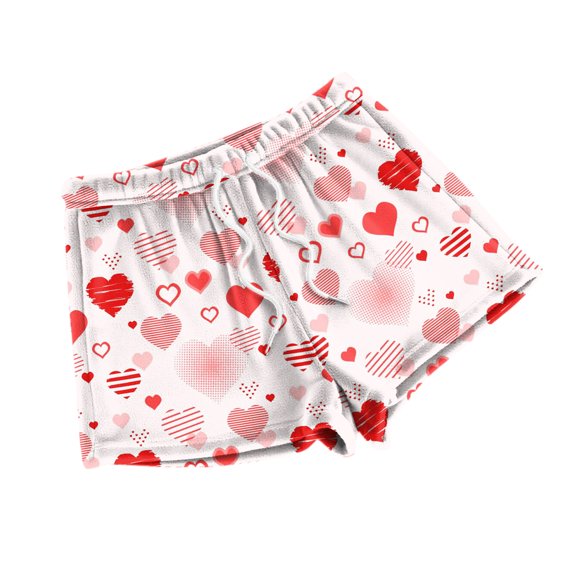 LWavelet Women's Heart Print Shorts Drawstring Waist Casual Summer Lounge Shorts Red M