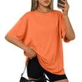 thumbnail image 1 of LWavelet Women's Oversized T-Shirt Short Sleeve Tops Round Neck Casual Loose Comfy Summer Tee Orange S, 1 of 6