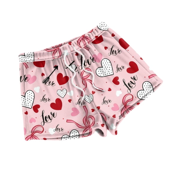 LWavelet Women's Plaid Heart Shorts Drawstring Waist Casual Summer Shorts Pink S