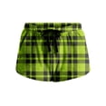 thumbnail image 1 of LWavelet Women's Plaid Shorts Drawstring Waist Soft Comfort Summer Lounge Shorts Light Green S, 1 of 4