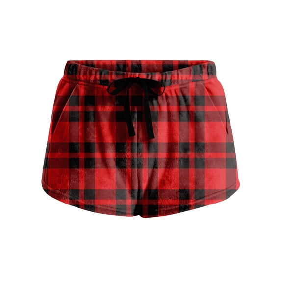 LWavelet Women's Plaid Shorts Drawstring Waist Soft Comfort Summer Lounge Shorts Wine XL