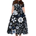 thumbnail image 1 of LWavelet Women's Plus Size Ditsy Floral Maxi Dress Short Sleeve Tie Waist Casual Cute Dress with Pockets Purple 5XL, 1 of 7