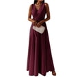 thumbnail image 1 of LWavelet Women's Sleeveless V-Neck Wrap Tie Waist Maxi Dress for Formal & Evening Wear Wine S, 1 of 5