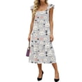 thumbnail image 1 of LWavelet Women's Square Neck Ruffle Strap Bunny & Easter Egg Print Tiered Midi Dress for Easter & Casual Wear Light Gray 2XL, 1 of 5