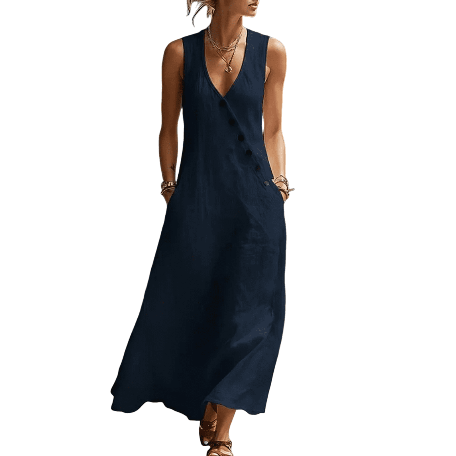 LWavelet Women's V-Neck Short Sleeve Eyelet Embroidery Midi Dress for ...