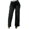 thumbnail image 1 of LWavelet Womens Cross Pattern Wide Leg Jeans High Waisted Daily Casual Denim Pants Black M, 1 of 6