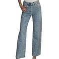 thumbnail image 1 of LWavelet Womens Glitter Speckled Wide Leg Jeans High Waisted Daily Casual Denim Pants Blue 2XL, 1 of 5