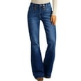 thumbnail image 1 of LWavelet Womens High Waisted Button Front Flared Jeans Daily Casual Denim Pants Blue 2XL, 1 of 7