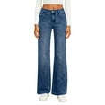 thumbnail image 1 of LWavelet Womens High Waisted Flared Jeans Daily Casual Denim Pants Blue L, 1 of 5