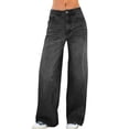 thumbnail image 1 of LWavelet Womens High Waisted Wide Leg Jeans Loose Fit Daily Casual Denim Pants Dark Gray S, 1 of 6