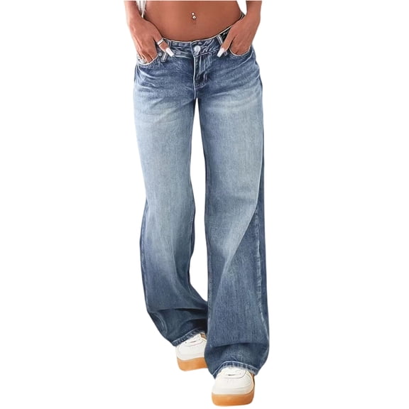 LWavelet Womens Oversized Wide Leg Jeans High Waisted Daily Casual Denim Pants Blue 2XL