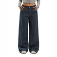 thumbnail image 1 of LWavelet Womens Pinstripe Wide Leg Jeans High Waisted Daily Casual Denim Pants Navy XL, 1 of 8