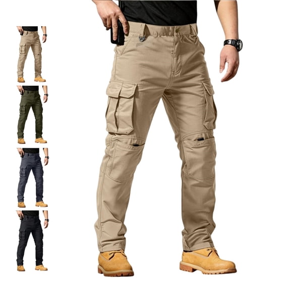 LWavelet Work Cargo Pants For Men Water Resistant Ripstop Cargo Pants Outdoor Lightweight Work Hiking Pants with Multi Pockets (No Belt)