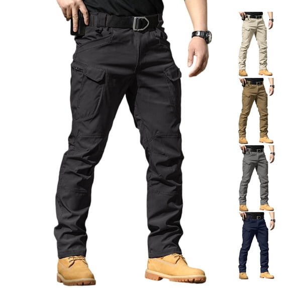LWavelet Work Pants For Men Stretch Water Resistant Ripstop Cargo Pants Outdoor Lightweight Tactical Hiking Pants with Multi Pockets (No Belt)