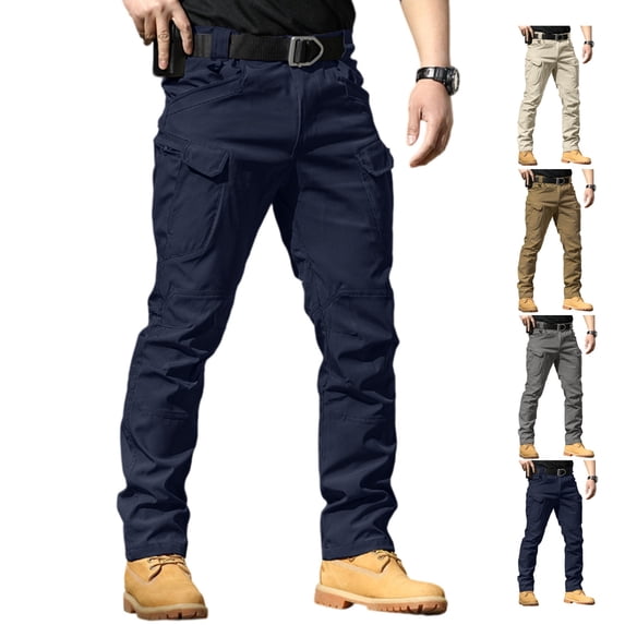 LWavelet Work Pants For Men Stretch Water Resistant Ripstop Cargo Pants Outdoor Lightweight Tactical Hiking Pants with Multi Pockets (No Belt)