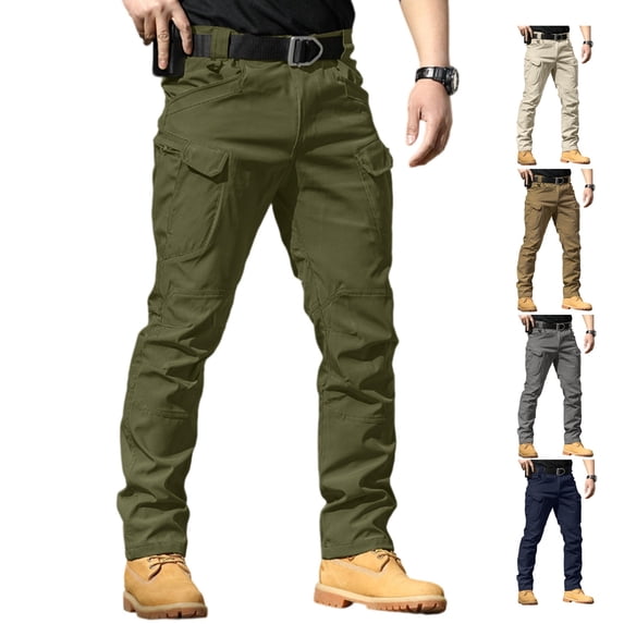 LWavelet Work Pants For Men Stretch Water Resistant Ripstop Cargo Pants Outdoor Lightweight Tactical Hiking Pants with Multi Pockets (No Belt)