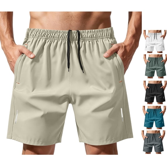 LWavelet Workout Shorts Men Relaxed Fit Drawstring Hiking Shorts Sports Elastic Waist Beach Athletic Shorts with Pockets