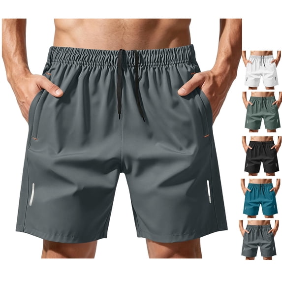 LWavelet Workout Shorts Men Relaxed Fit Drawstring Hiking Shorts Sports Elastic Waist Beach Athletic Shorts with Pockets