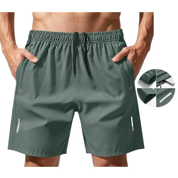 LWavelet Workout Shorts Men Relaxed Fit Drawstring Hiking Shorts Sports Elastic Waist Beach Athletic Shorts with Pockets