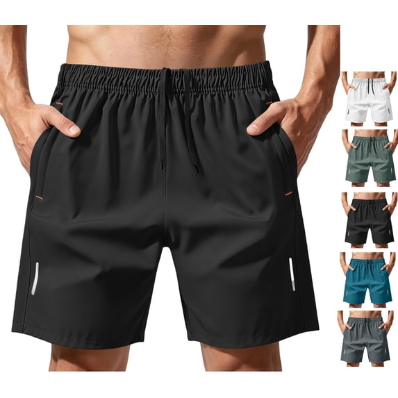 LWavelet Workout Shorts Men Relaxed Fit Drawstring Hiking Shorts Sports Elastic Waist Beach Athletic Shorts with Pockets