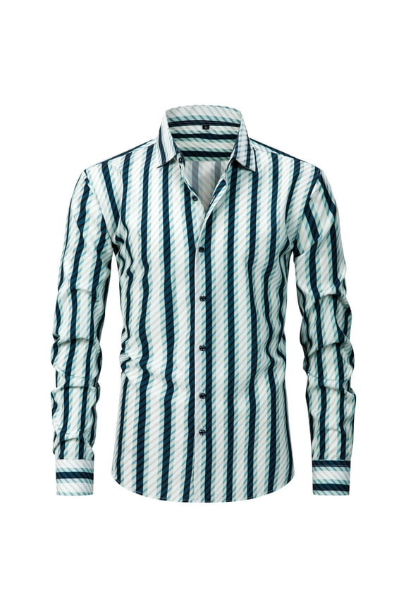 Men's Long Sleeve Button Down Shirt, Gingham Textured Collared Top, Regular Fit Breathable Shirt, Versatile for Office & Date Night Mint Green S