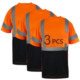 LX Reflective Short Sleeve High Visibility Breathable T-Shirt for Warehouse Construction Working, Men's, 3-Pack