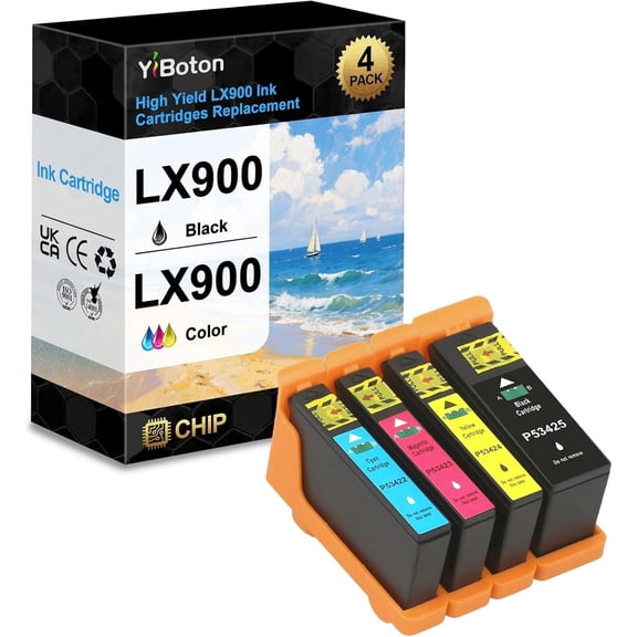 LX900 Ink Cartridge LX-900 LX 900 Ink Compatible for Primera LX900 Printer Ink (4Pack,Black Cyan Magenta Yellow)